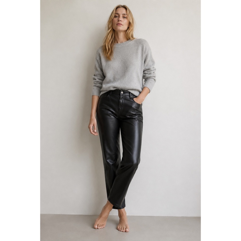 Wilfred Melina Faux Leather Pants Women 12 Black High Rise Aritzia